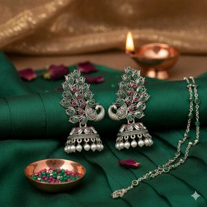 Peacock Jhumka Earrings