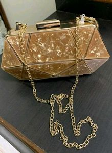 Women Diamond Shape Marble Clutch(Detachable Strap