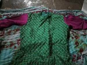 Green &amp; Purple Kurta Set for girls