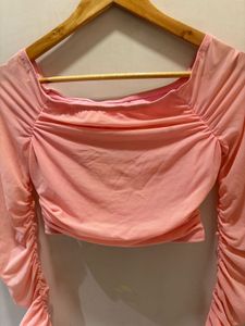 Cute Peach Mesh Top