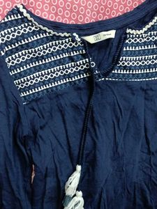 Blue Embroidered Top