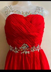 Red Georgette Embellished Gown