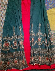 Red And Green A line Designer Kurti