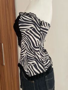 Zebra Print Strapless Top