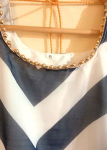 White &amp; Blue Gown Dress