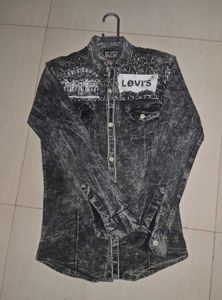 Grey Levy Logo Denim Jacket For Men