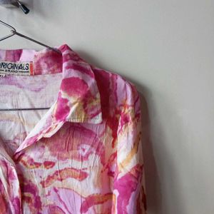 Pink Abstract Print Button-Down Shirt