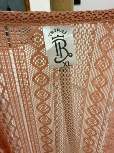 Peach Lace Duster Cardigan