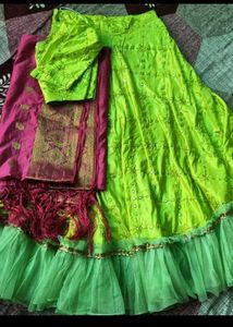 Lime &amp; Pink Lehenga Set