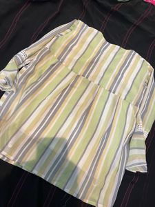 Striped Tie-Neck Top