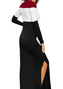 Color Block Long Sleeve Maxi Dress