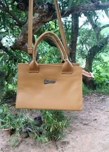 Tan Leather Top Handle Bag