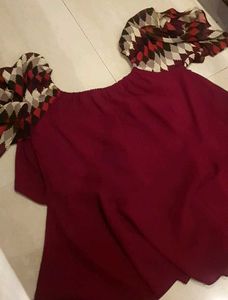 Maroon Off-Shoulder Blouse