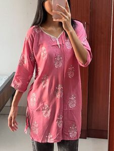 Pink Floral Kurti