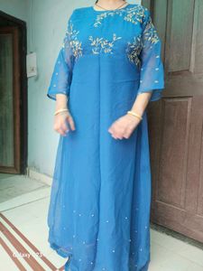 PEACOCK COLOUR LONG GOWN WOMEN