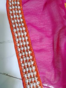 Elegant Pink Embroidered Saree
