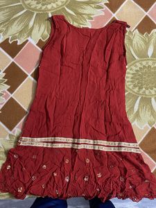Red Embroidered Kurta