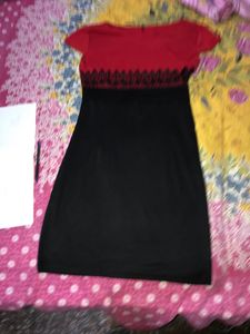 Women Korean Dress Red Black