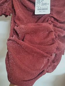 Burgundy Ruched Sparkle Top