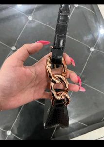 Black Croc Embossed Shoulder Bag