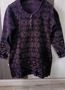 Embroidered Floral Work Woolen Kurti