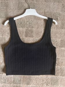 Black Ribbed Cropped Tank