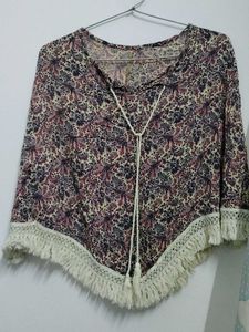 Floral Print Cape Style Top