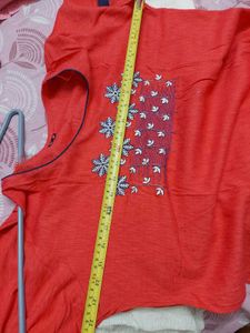 Coral Pink Embroidery Kurti