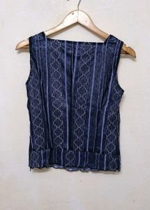 Trendy New Vintage Navy Lace Top