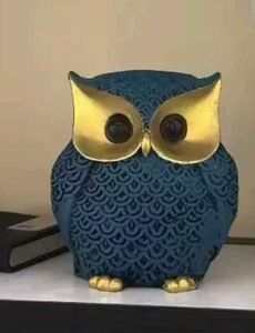 Blue and Gold Owl Decor