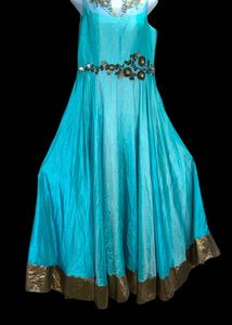 Embroidered Aqua Gown