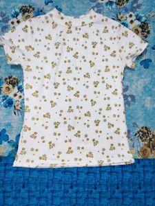 Floral Ribbed Mock Neck Tee