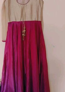 Purple And Skin Colour Mixed Gown