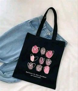 Black Tote Bag with Hearts