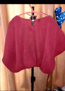 Red Maroon Blouse Perfect Baggy Top