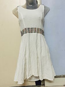 Pintrest Navratri White Dress with Colorful Detail