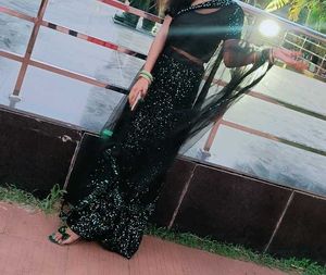 💚Green Black🖤💚sparkling sequin lehenga set🖤