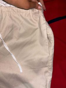 Beige Wide Leg Trousers