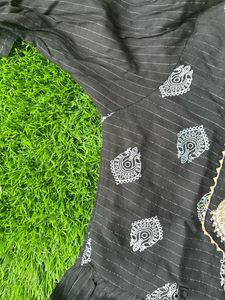 Black Anarkali Kurta With Duppta And Belt