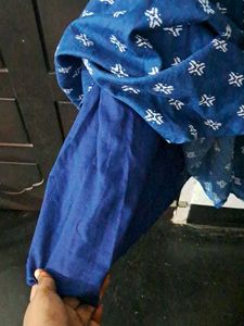 Blue &amp; White Print Fit &amp; Flare Dress