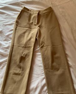 Khaki straight Leg Trousers With Slit