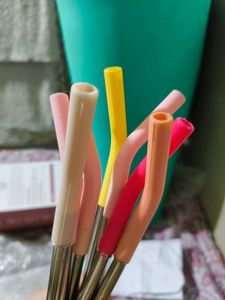 Stainless Steel Straws With Tip &amp; Cleaning Brush