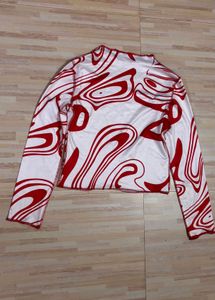 Red Swirl Long Sleeve Top