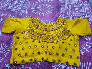 beautiful mustard blouse with work
