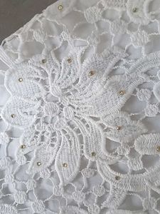 Elegant White Lace Kurti with Sheer Sleeves