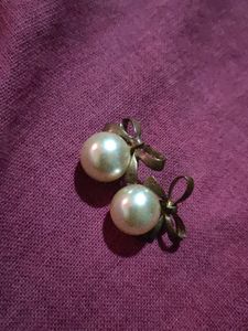 Vintage Pearl &amp; Bow Earrings
