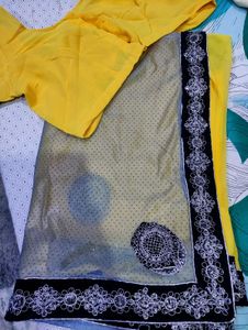 Elegant Yellow Saree with Blouse
