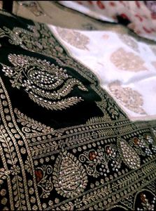 Elegant Green &amp; White Gold Sari