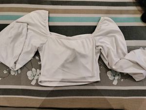 White Long Sleeve Crop Top