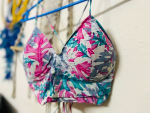Floral Print Bralette Top - Adjustable